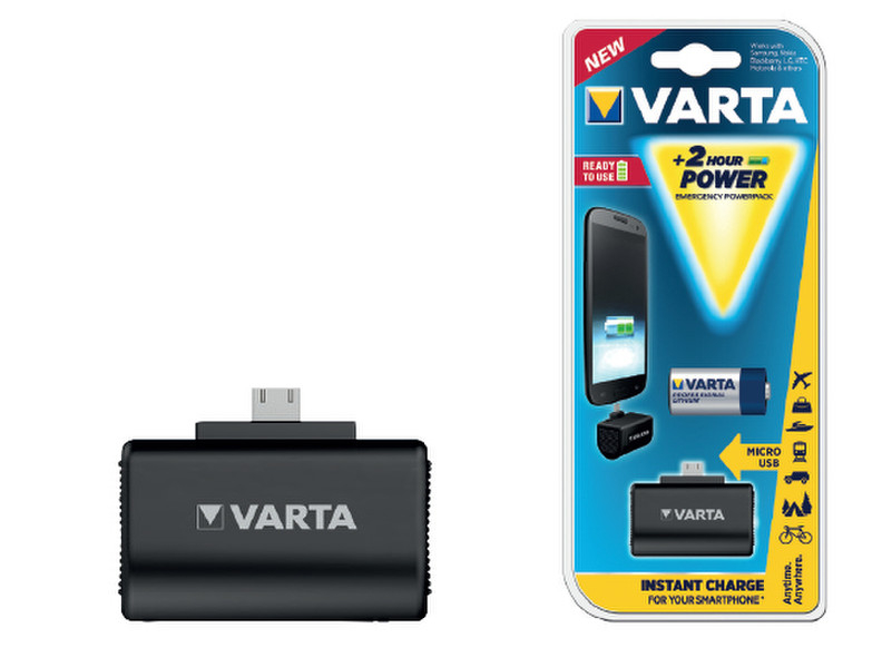 Varta Emergency Micro-USB Powerpack Авто, Для помещений, Вне помещения Черный