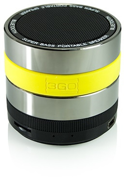 3GO FLOW Stereo 6W Röhre Schwarz, Chrom, Gelb Tragbarer Lautsprecher