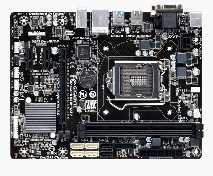 Gigabyte GA-B85M-D2V Intel B85 Socket H3 (LGA 1150) Микро ATX материнская плата