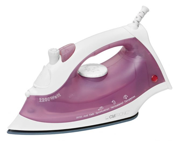 Clatronic DB 3475 Dry & Steam iron Stainless Steel soleplate 2200W Pink,White
