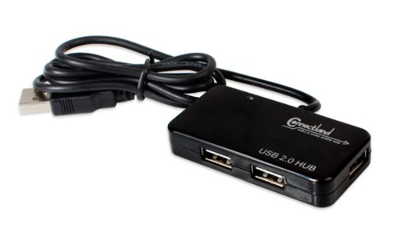 Connectland CL-HUB20033 USB 2.0 480Мбит/с Черный хаб-разветвитель