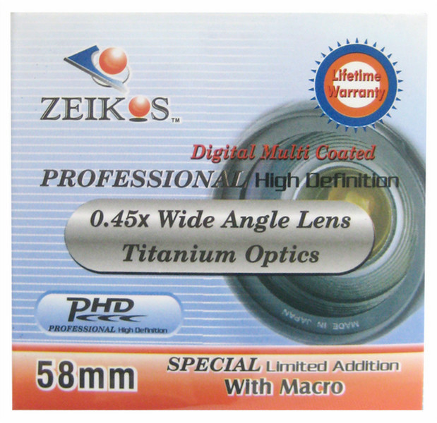 Zeikos ZE-WA58B SLR Wide lens Black camera lense