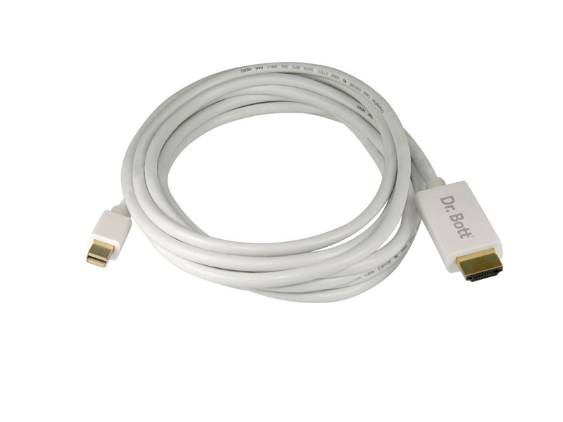 Dr. Bott Mini Display Port/HDMI, 3 m 3m mini DisplayPort HDMI White video cable adapter