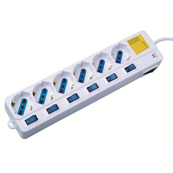 Ewent EW3930 Indoor 6AC outlet(s) 1.5m White power extension