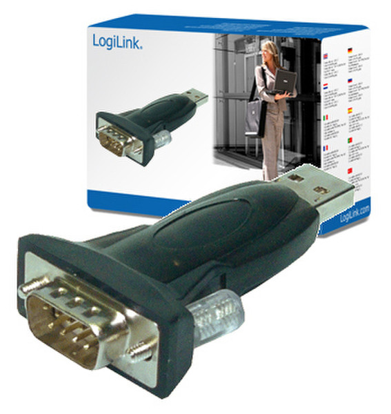 LogiLink Adapter USB 2.0 to Seriell USB A Male RS-232 Black cable interface/gender adapter