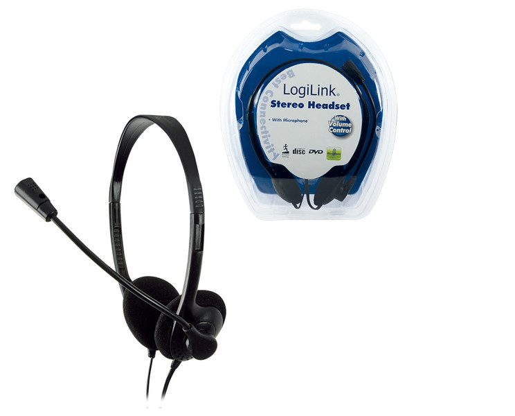 LogiLink Stereo Headset Earphones with Microphone Стереофонический Проводная Черный гарнитура мобильного устройства