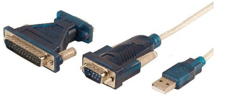 LogiLink Adapter USB 2.0 to serial 9+25 pin USB A DSUB-9 Белый кабельный разъем/переходник