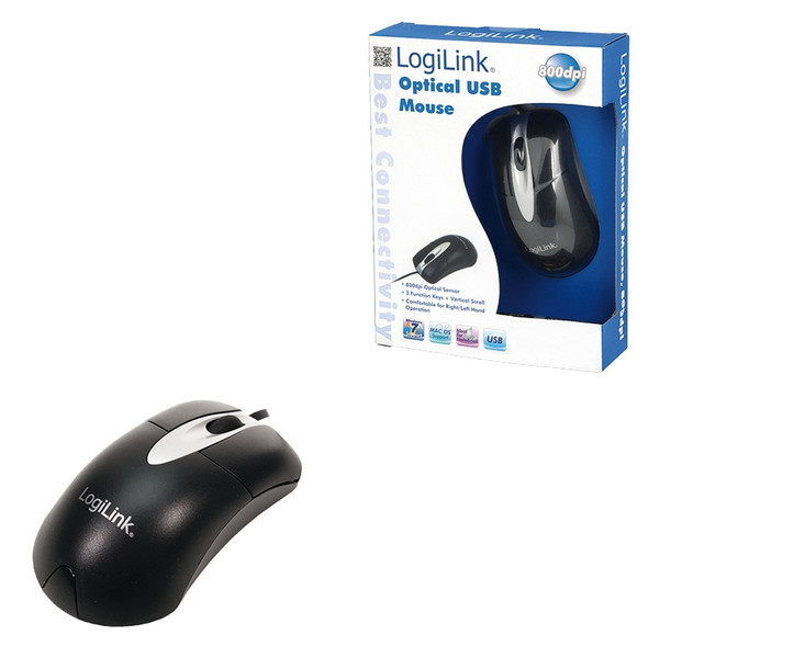 LogiLink Mouse optical USB USB Оптический 800dpi Черный компьютерная мышь