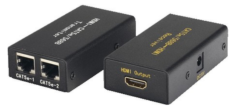 LogiLink Video Extender HDMI over CAT5 HDMI-A 2xRJ45 Schwarz Kabelschnittstellen-/adapter
