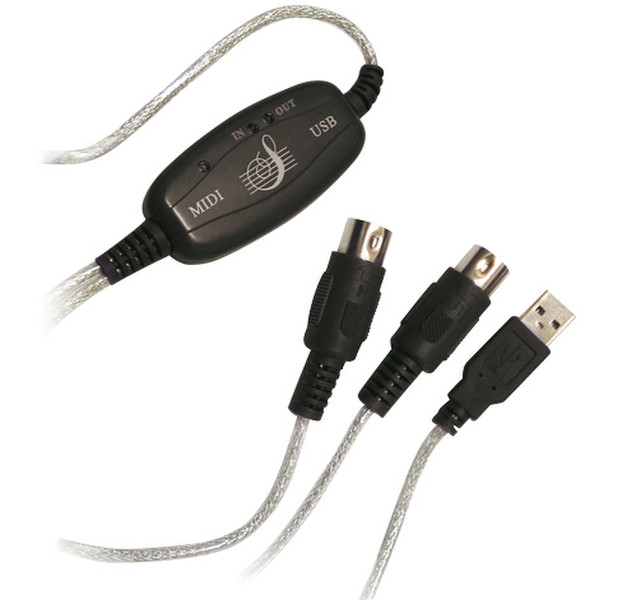 LogiLink USB to MIDI Adapter USB 2.0 MIDI (5-pin DIN) Черный кабельный разъем/переходник