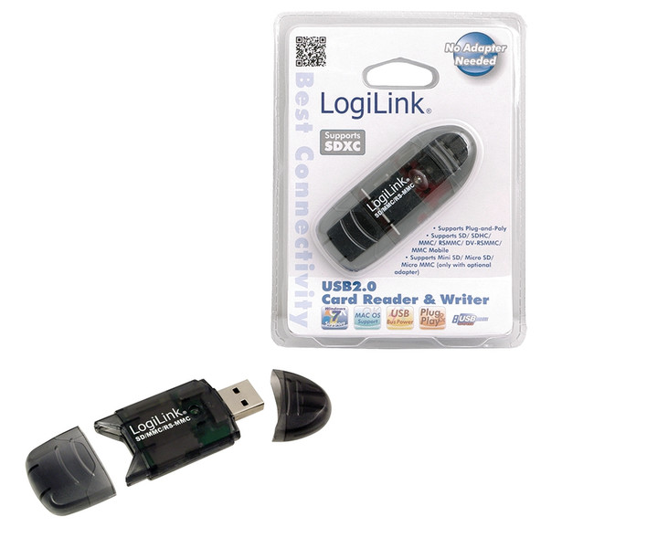 LogiLink Cardreader USB 2.0 Stick external for SD/MMC USB 2.0 Black card reader