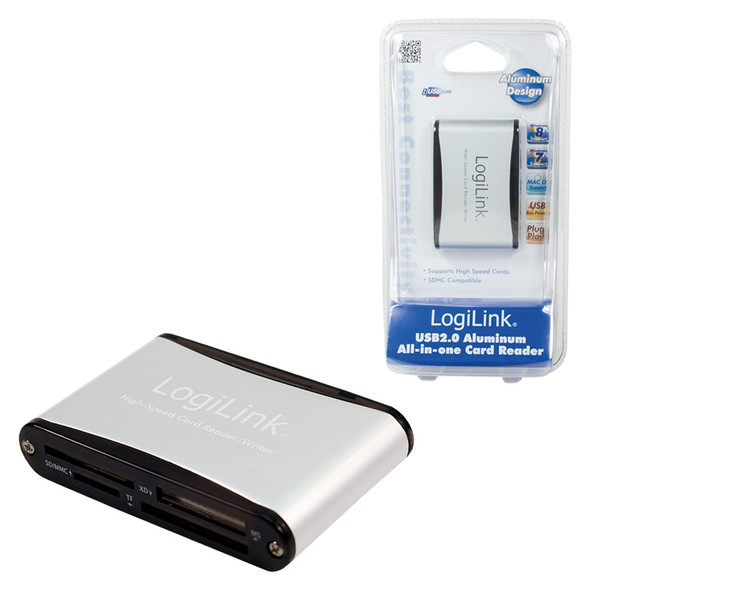 LogiLink Cardreader USB 2.0 external Alu Kartenleser