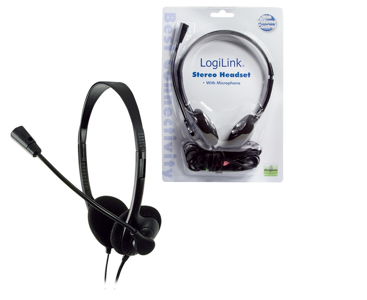 LogiLink Stereo Headset Earphones with Microphone Binaural Verkabelt Schwarz Mobiles Headset