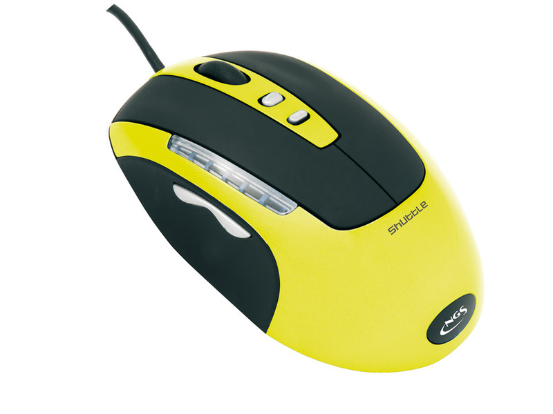 NGS Shuttle Gaming optical mouse USB Оптический 1800dpi Желтый компьютерная мышь