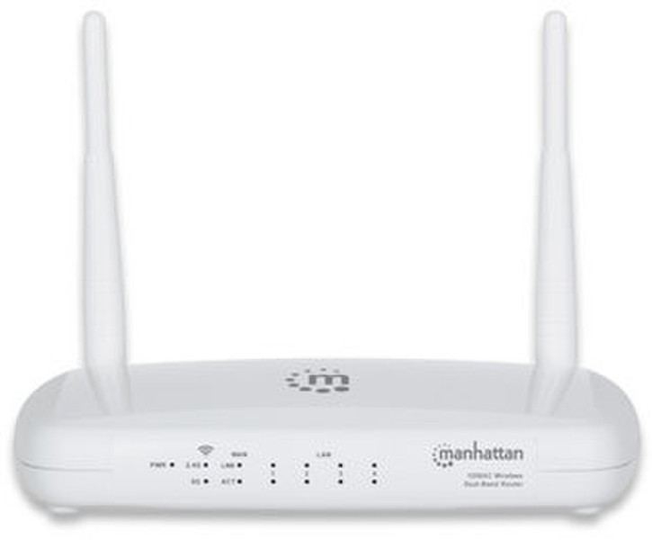 Manhattan 525480 Dual-Band (2,4 GHz/5 GHz) Gigabit Ethernet Weiß WLAN-Router