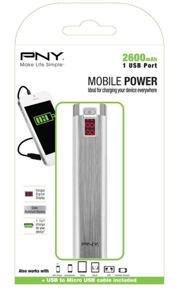 PNY PowerPack Digital 2600 Lithium-Ion 2600mAh rechargeable battery
