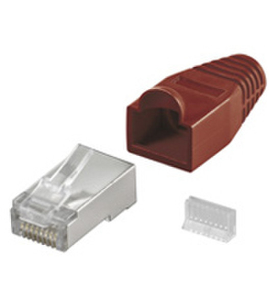 Wentronic CAT 5 RJ45/8P8C Plug Red Red cable clamp