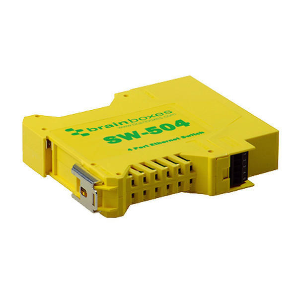 Brainboxes SW-504 Unmanaged network switch Fast Ethernet (10/100) Gelb Netzwerk-Switch