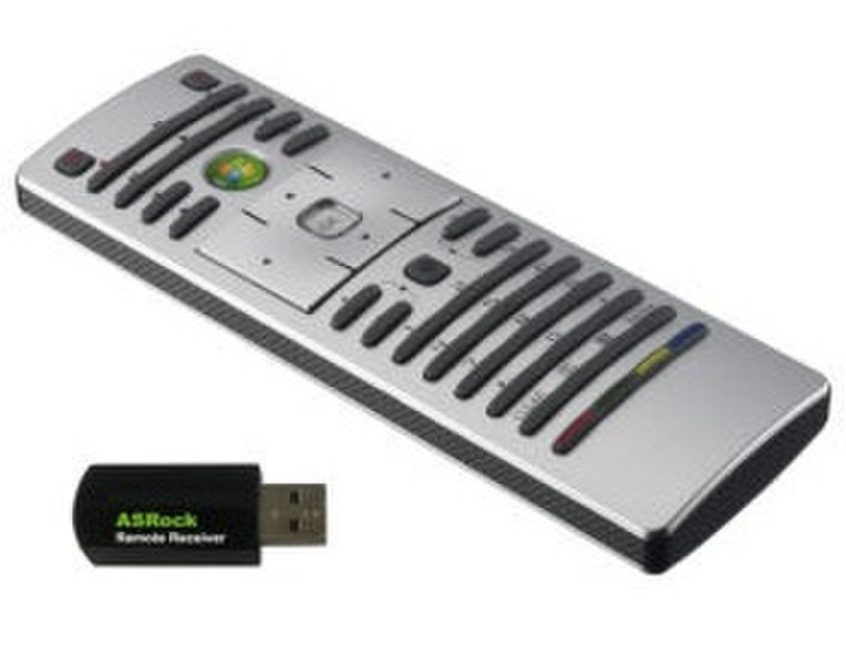 Asrock 90-CXG2H0-00UANZ IR Wireless Press buttons Silver remote control