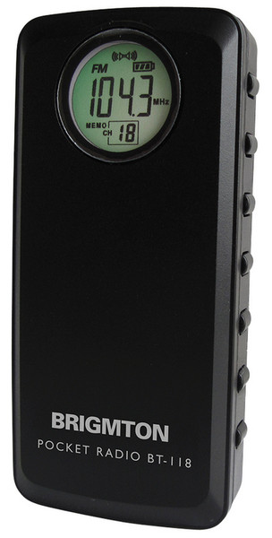 Brigmton BT-118-N Персональный Цифровой Черный радиоприемник