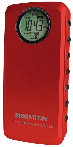 Brigmton BT-118-R Персональный Цифровой Красный радиоприемник