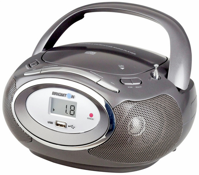 Brigmton W-410-G Цифровой 2.4Вт Серый CD радио