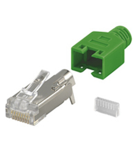 Wentronic CAT 5 RJ45/8P8C Plug Green HQ Green cable clamp