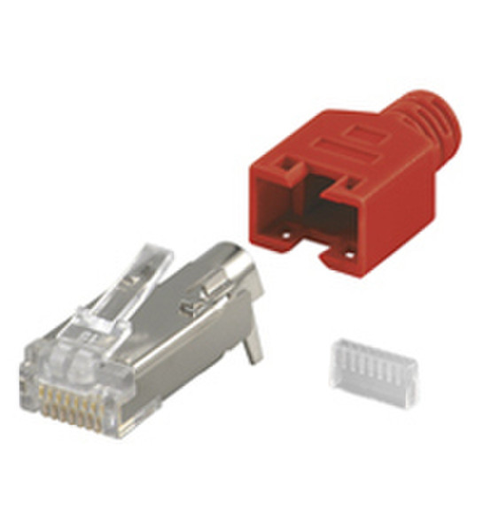 Wentronic CAT 5 RJ45/8P8C Plug Red HQ Red cable clamp