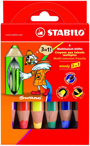 Stabilo Woody 3 in 1 6шт цветной карандаш