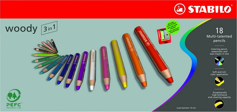 Stabilo Woody 3 in 1 18pc(s) colour pencil