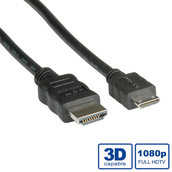 Value HDMI High Speed Kabel mit Ethernet, HDMI ST - Mini HDMI ST 0,8 m