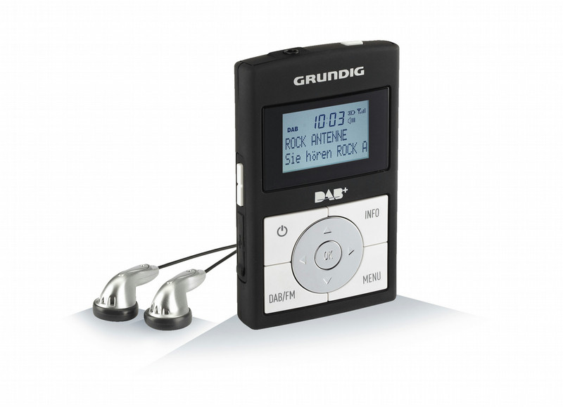 Grundig Micro 75 DAB+ Персональный Цифровой Черный, Белый радиоприемник