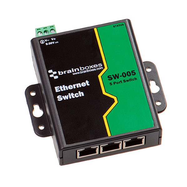Brainboxes SW-005 Unmanaged network switch Fast Ethernet (10/100) Черный сетевой коммутатор