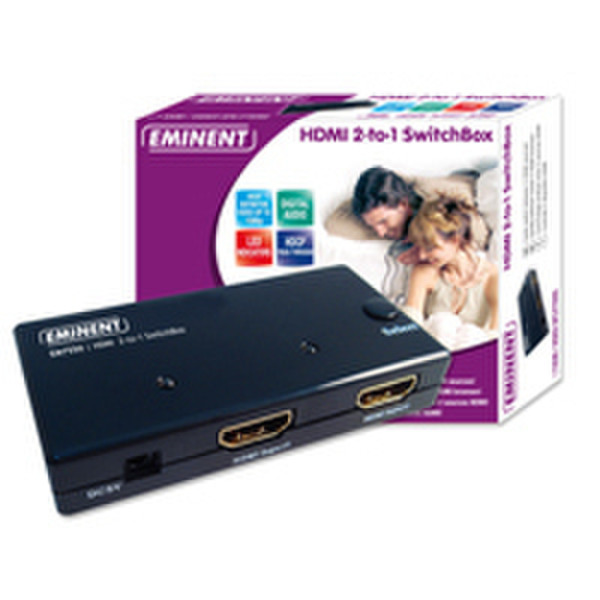 Eminent EM7550 HDMI 2-to-1 SwitchBox Schwarz Tastatur/Video/Maus (KVM)-Switch