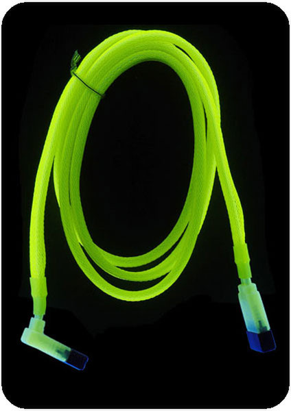 Listan S-ATA Cable 90° angeled, 100cm UV-Active Yellow 1м Желтый кабель SATA