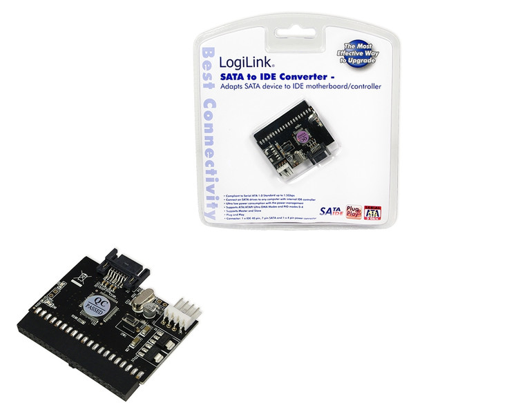 LogiLink Adapter S-ATA to IDE + IDE to S-ATA S-ATA male IDE 40-pin female Черный кабельный разъем/переходник