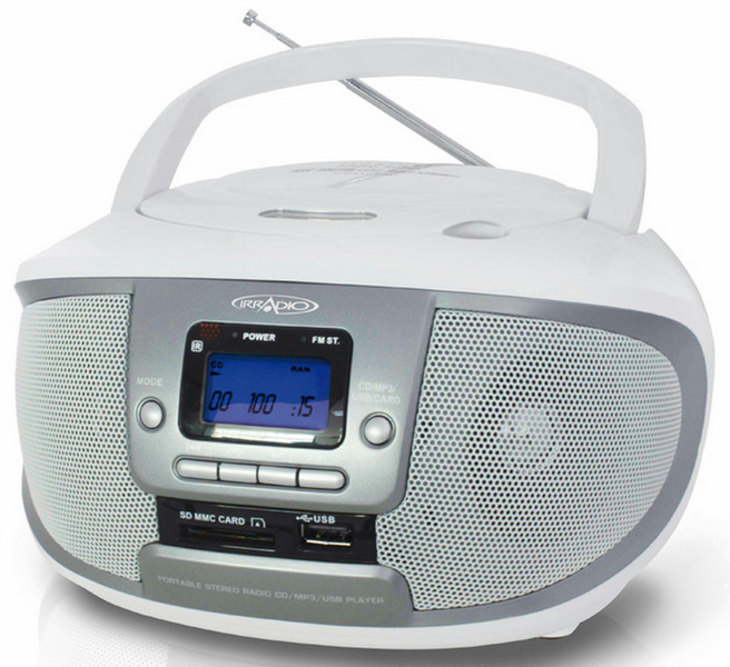 Irradio CDKU-55C 2Вт Cеребряный, Белый CD радио