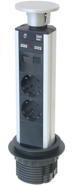 Kondator 935-P2DU 2AC outlet(s) Aluminium,Black power distribution unit (PDU)