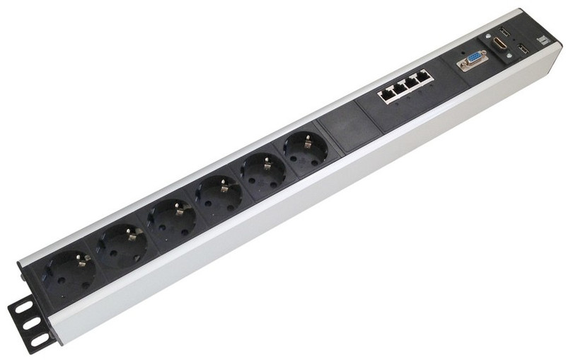 Kondator 935-T6DC 6AC outlet(s) Aluminium,Black power distribution unit (PDU)