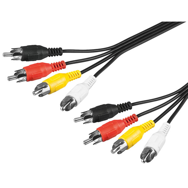 Wentronic RCA, 1.5 m 1.5m 4 x RCA 4 x RCA Schwarz Videokabel-Adapter