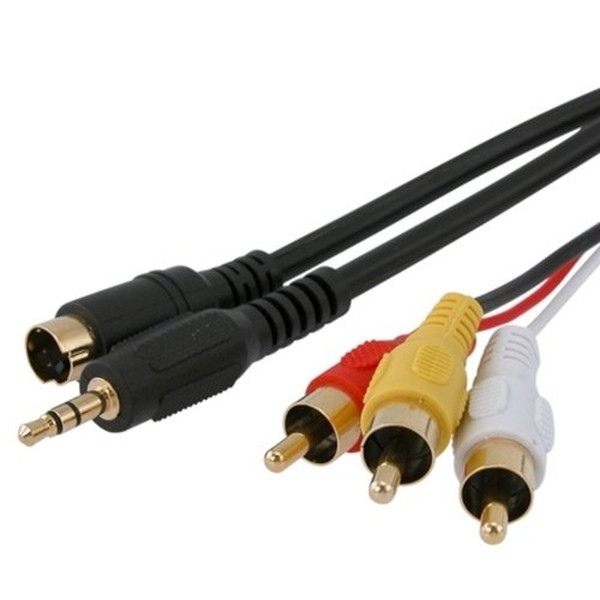 eForCity S-Video + 3.5mm to 3 RCA 4.6м S-Video (4-pin) + 3.5mm 3 x RCA Разноцветный адаптер для видео кабеля