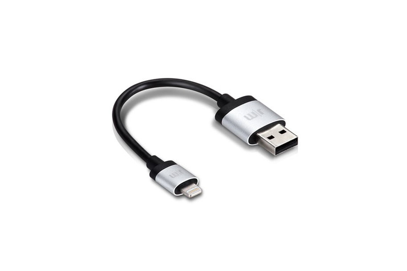JustMobile AluCable Mini 0.1m USB A Lightning Aluminium, Black