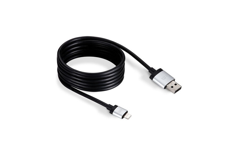 JustMobile AluCable 1.5м USB A Lightning Алюминиевый, Черный