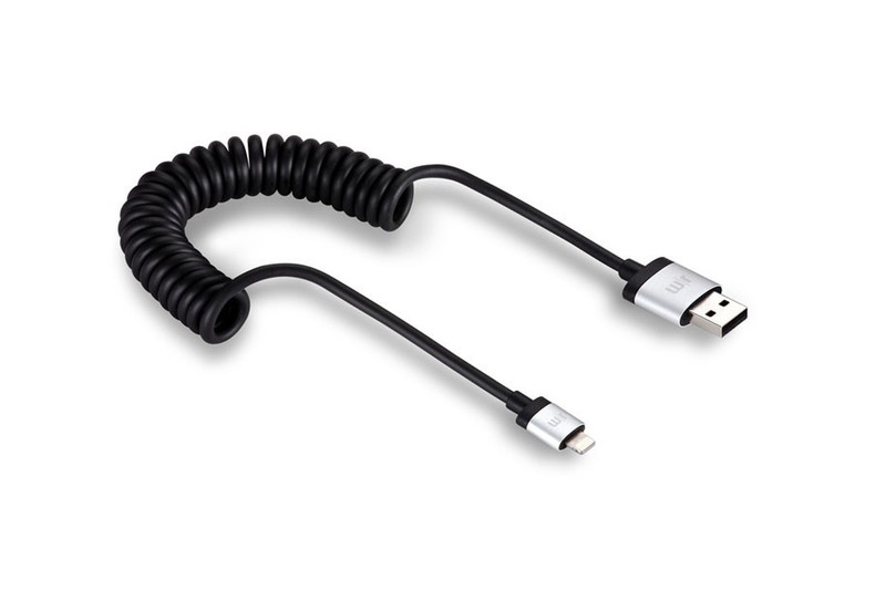 JustMobile AluCable Twist 1.8м USB A Lightning Алюминиевый, Черный