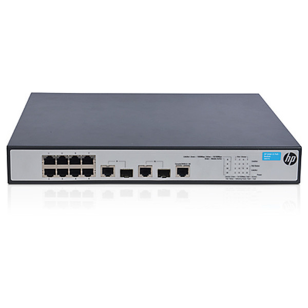 Hewlett Packard Enterprise 1910-8 -PoE+ Managed network switch Fast Ethernet (10/100) Power over Ethernet (PoE) Черный