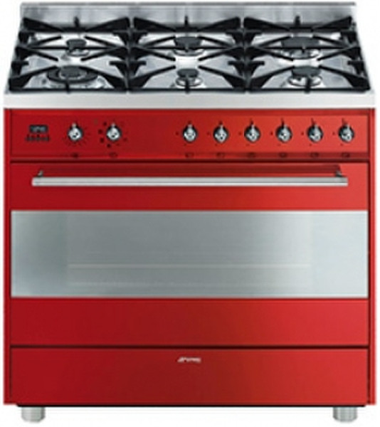 Smeg C9GMR1 Freestanding Gas hob B Red cooker