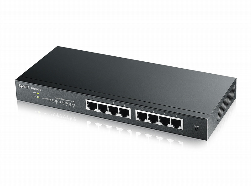 ZyXEL GS1900-8 gemanaged L2 Gigabit Ethernet (10/100/1000) Schwarz