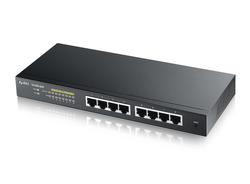 ZyXEL GS1900-8HP Управляемый L2 Gigabit Ethernet (10/100/1000) Power over Ethernet (PoE) Черный