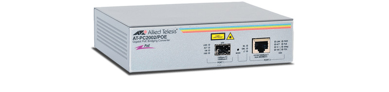 Allied Telesis PC2002POE 1000Мбит/с 1310нм Multi-mode Серый сетевой медиа конвертор