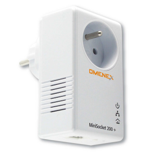 Omenex Mini-Socket 200+ 200Mbit/s Eingebauter Ethernet-Anschluss Weiß 2Stück(e) PowerLine Netzwerkadapter
